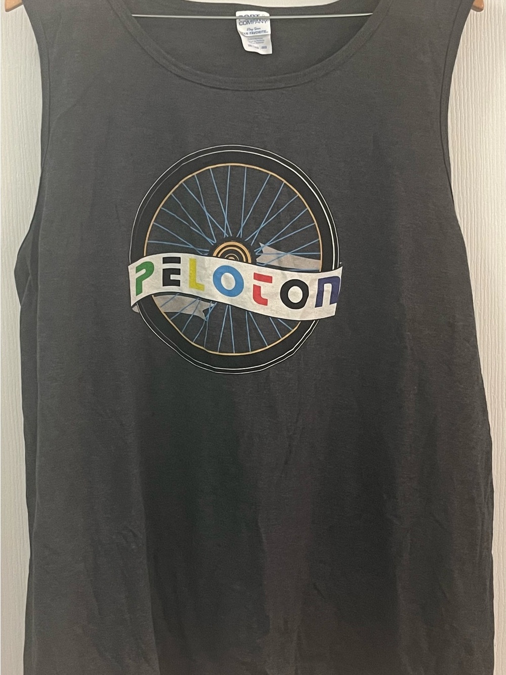 Port & Company Gray/Black 2XL Tank Top with Multicolor Peloton Wheel Graphic